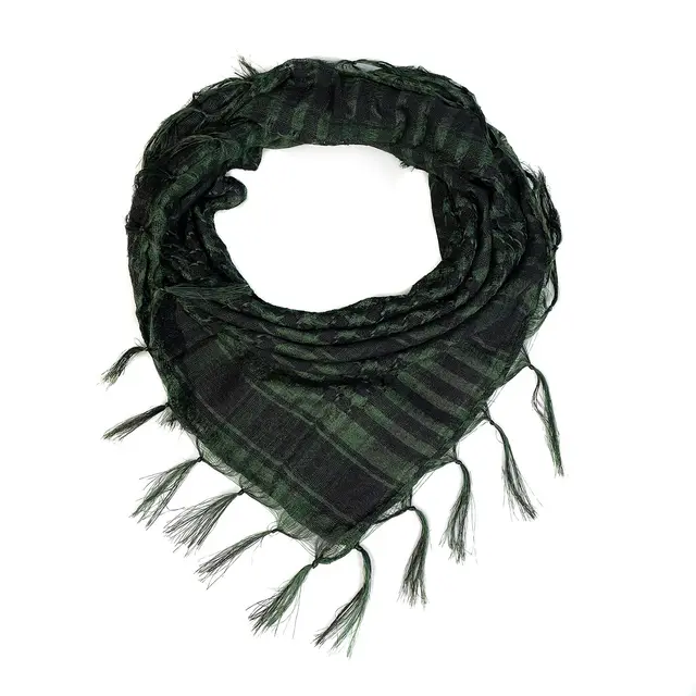 Network Silk Houndstooth Square Keffiyeh Military Fans Tactical Tassel Desert Scarf Dark Green - Shop at LoveMi