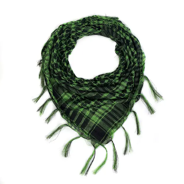 Network Silk Houndstooth Square Keffiyeh Military Fans Tactical Tassel Desert Scarf Emerald Green - Shop at LoveMi