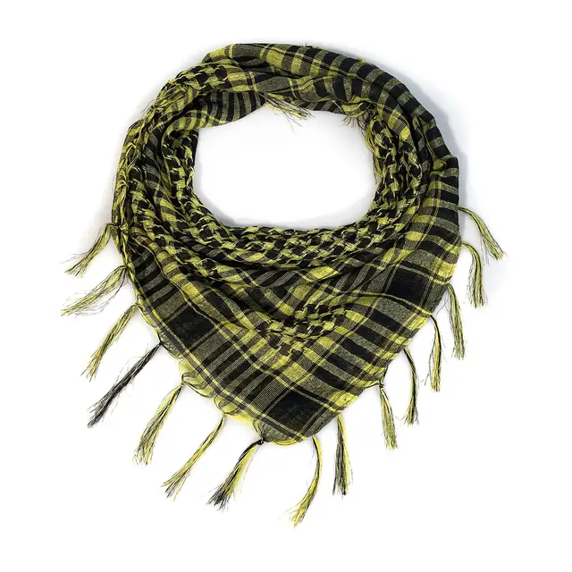 Network Silk Houndstooth Square Keffiyeh Military Fans Tactical Tassel Desert Scarf Yellow - Shop at LoveMi