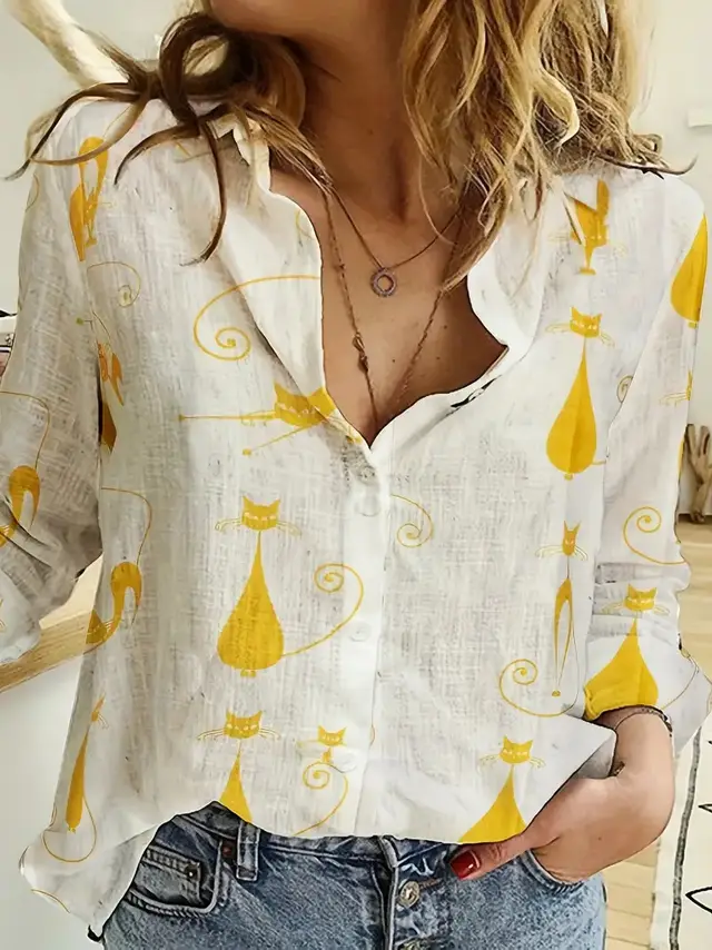 3D Digital Printing Elegant Long Sleeve Blouse 03Style - Shop at LoveMi