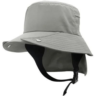 UPF50 Big Brim Detachable Bucket Hat Riding Wild Tour Adventure Fishing Quick drying Cap Sun Protection Neck Protection Light Gray - Shop at LoveMi