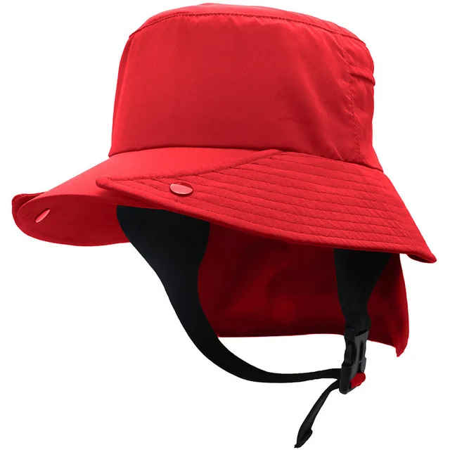 UPF50 Big Brim Detachable Bucket Hat Riding Wild Tour Adventure Fishing Quick drying Cap Sun Protection Neck Protection Red - Shop at LoveMi