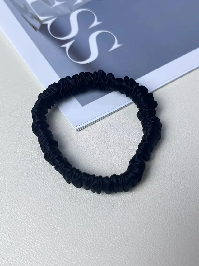 Silk Little Hair Ring Silk Satin Large Intestine Ring Does Not Hurt Traceless Hair Rope Black - Shop at LoveMi