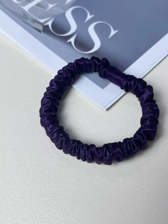 Silk Little Hair Ring Silk Satin Large Intestine Ring Does Not Hurt Traceless Hair Rope Dark Purple - Shop at LoveMi