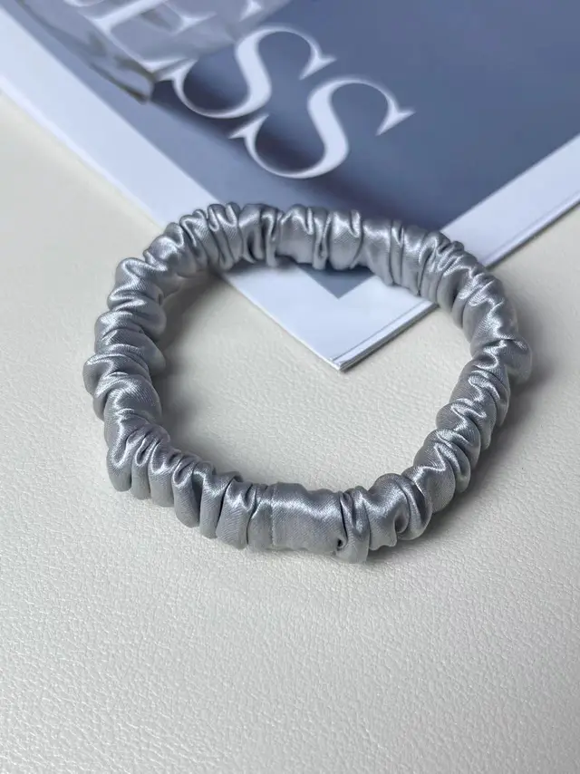 Silk Little Hair Ring Silk Satin Large Intestine Ring Does Not Hurt Traceless Hair Rope Light Gray - Shop at LoveMi