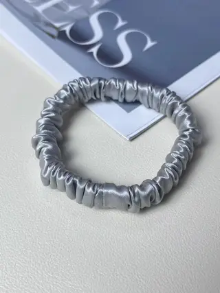 Silk Little Hair Ring Silk Satin Large Intestine Ring Does Not Hurt Traceless Hair Rope - Light Gray