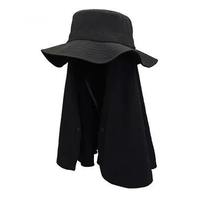 Big Shawl Hat Children Sun Protection Hat Big Brim Summer Outdoor Full Face UPF50 Mask Integrated Big Brim Sun proof Black - Shop at LoveMi