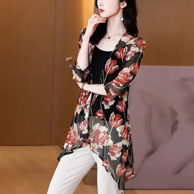 Women's Minimalist Mesh Seven Quarter Sleeve Sunscreen Jacket 4014 Color - Shop at LoveMi