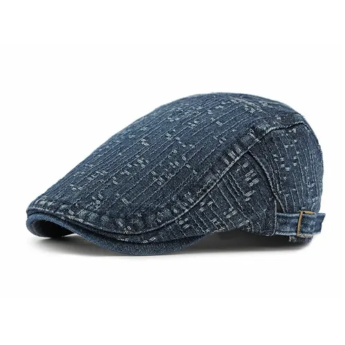 Korean Style Fashion Wash Denim Hat Lady Literature Retro Beret Cotton Dark Blue - Shop at LoveMi