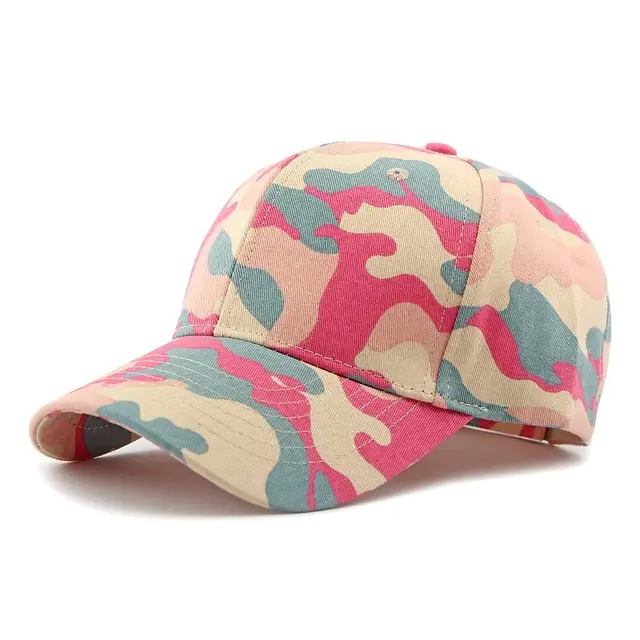 Camouflage Cotton Baseball Cap Outdoor Sun Protection Sports Hard Top Peak Cap Rose Pink Camouflage - Shop at LoveMi