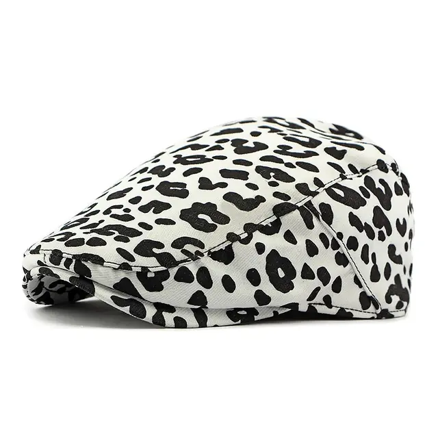 Personalized Ethnic Style Floral Beret Women's British Retro Corduroy White Leopard Print - Shop at LoveMi