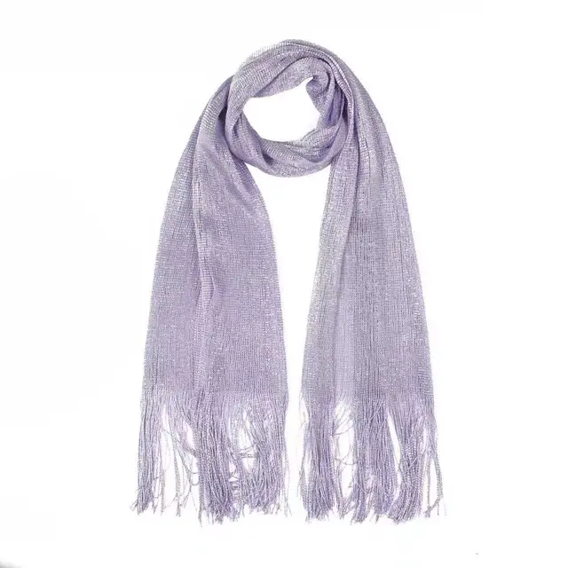 Rayon Scarf Gold And Silver Silk Thin Scarf Polyester European And American Hollow Shawl Violet - Shop at LoveMi