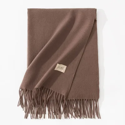 Pure Color Artificial Cashmere Scarf Women's Winter High grade Shawl 13 Mocha 70X200Cm - Shop at LoveMi