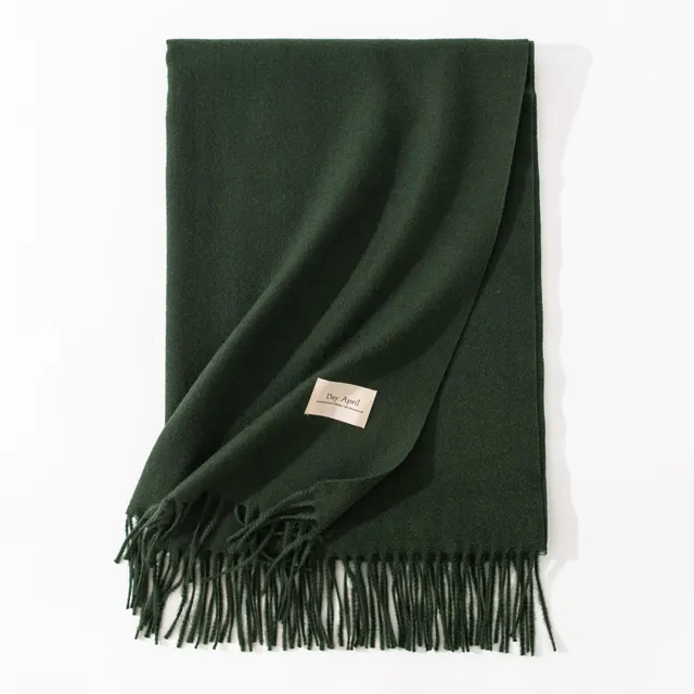 Pure Color Artificial Cashmere Scarf Women's Winter High grade Shawl 15 Dark Green - Shop at LoveMi