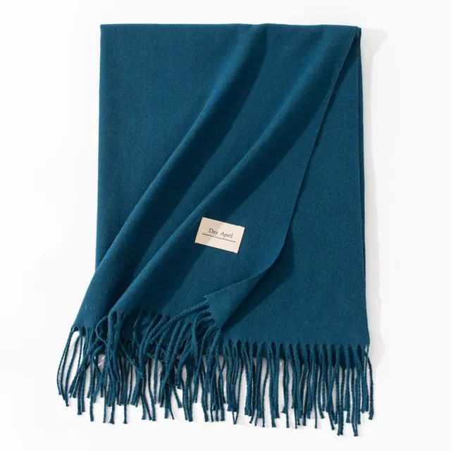 Pure Color Artificial Cashmere Scarf Women's Winter High grade Shawl 37 Blue With Pattern - Shop at LoveMi