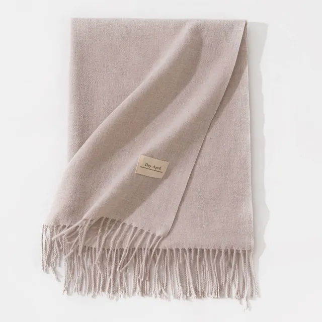 Pure Color Artificial Cashmere Scarf Women's Winter High grade Shawl 41 Clip Flower Beige - Shop at LoveMi