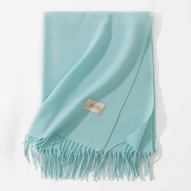 Pure Color Artificial Cashmere Scarf Women's Winter High grade Shawl 46 Water Blue - Shop at LoveMi