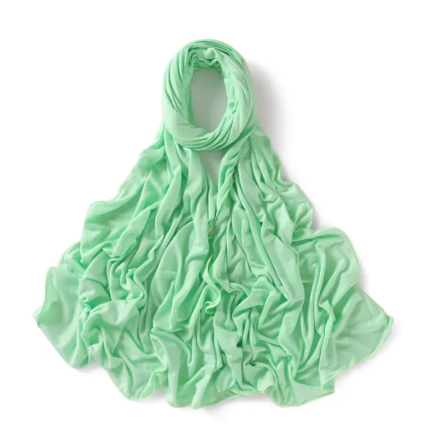 56 Colors Solid Color Modal Scarf Small Size Monochrome Jersey Veil Mercerized Cotton Scarf 18 Spring Willow Green - Shop at LoveMi