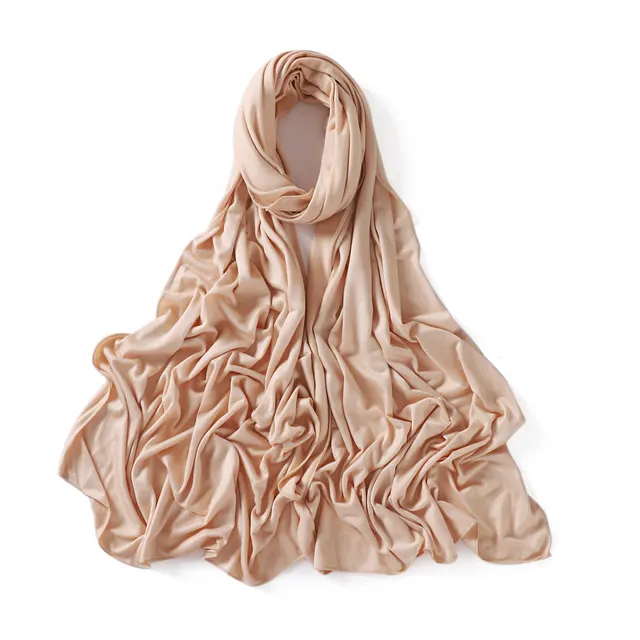 56 Colors Solid Color Modal Scarf Small Size Monochrome Jersey Veil Mercerized Cotton Scarf 30 Ivory - Shop at LoveMi