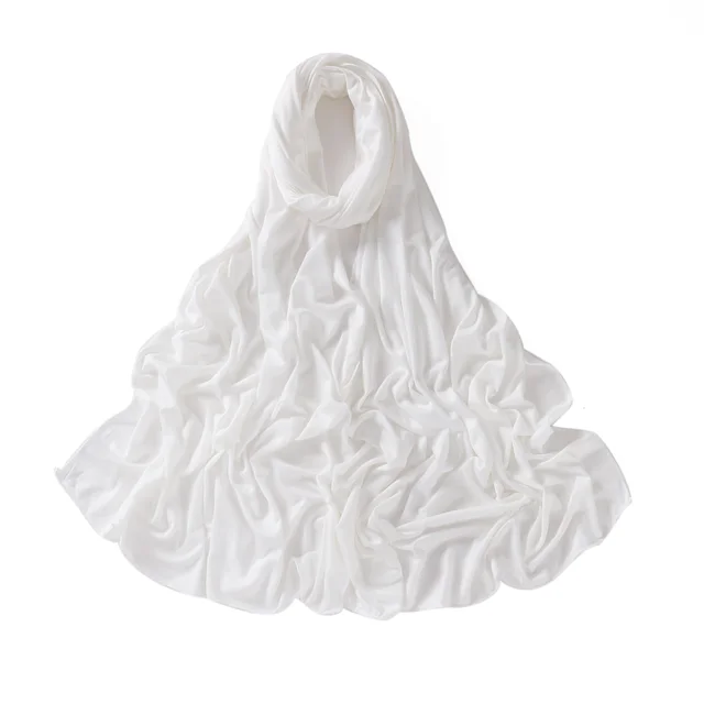 56 Colors Solid Color Modal Scarf Small Size Monochrome Jersey Veil Mercerized Cotton Scarf 40 Cream White - Shop at LoveMi
