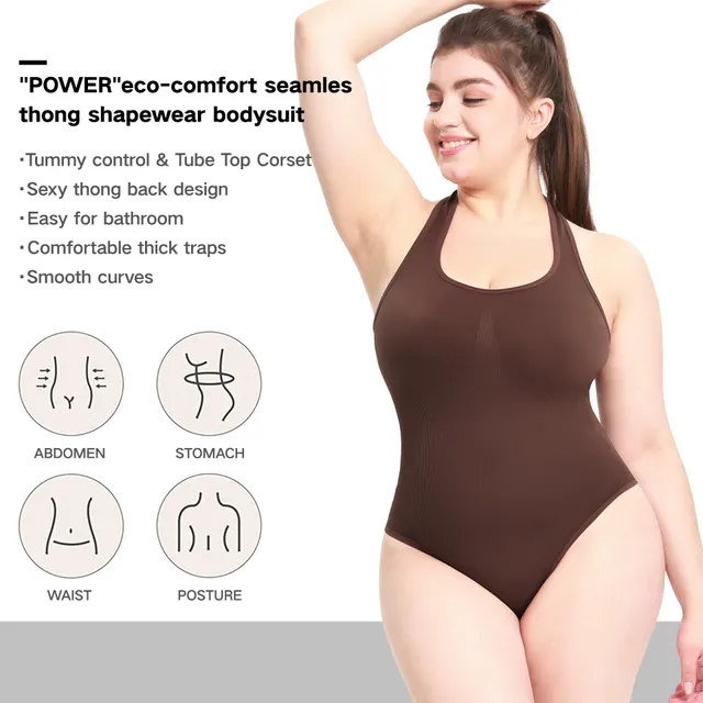 Women's High Waist T back Halter Inner Wear Jumpsuit Brown - Shop at LoveMi