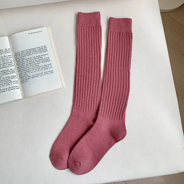 Fashion Personalized And Slim looking Warm Knee Socks Deep Pink - Shop at LoveMi