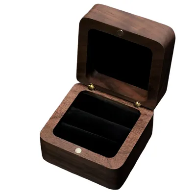 Simple And Creative Walnut Ring Box Black Lining - Shop at LoveMi