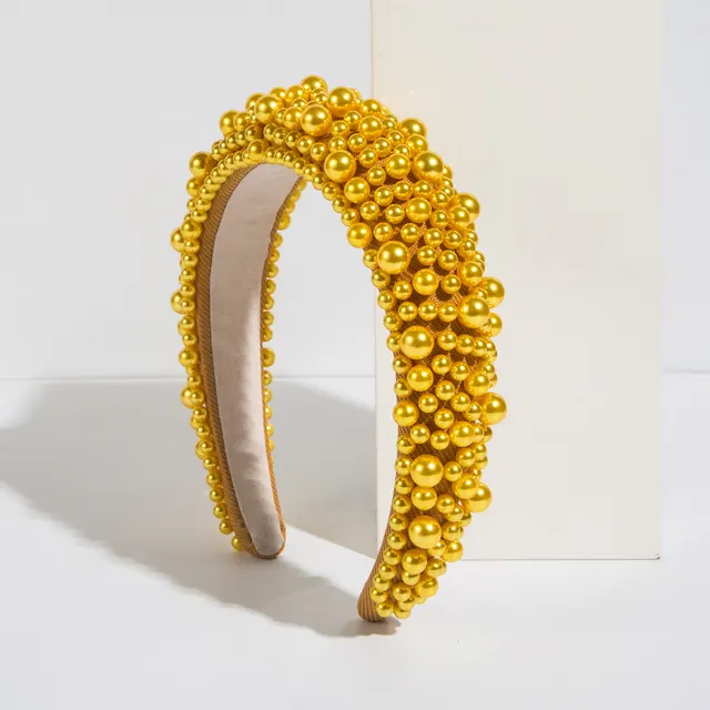 Baroque Sponge Pearl Hair Accessories Golden Yellow - Shop at LoveMi