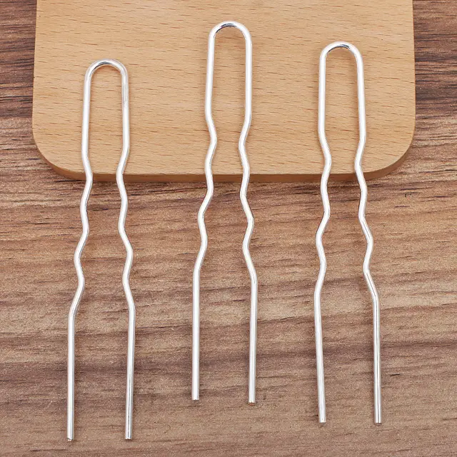Thick Corrugated U Fork Hair Clasp Diy Ornament Accessories Hairpin Material Silver - Shop at LoveMi