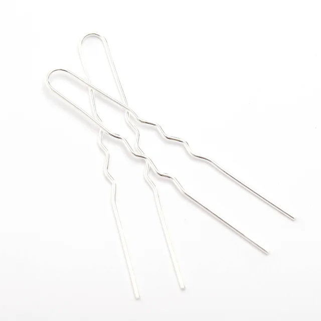 DIY Hair Accessories Material Retro Wave U shaped Variety Two Teeth Hairpin 73Mm Silver - Shop at LoveMi
