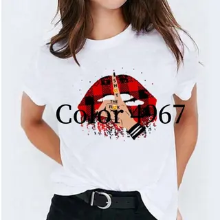 Lip Plus Size Casual Fashion Trends Loose Short Sleeve Women - Color 4967