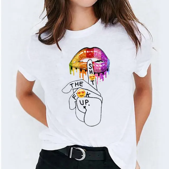 Lip Plus Size Casual Fashion Trends Loose Short Sleeve Women Color 4968 - Shop at LoveMi