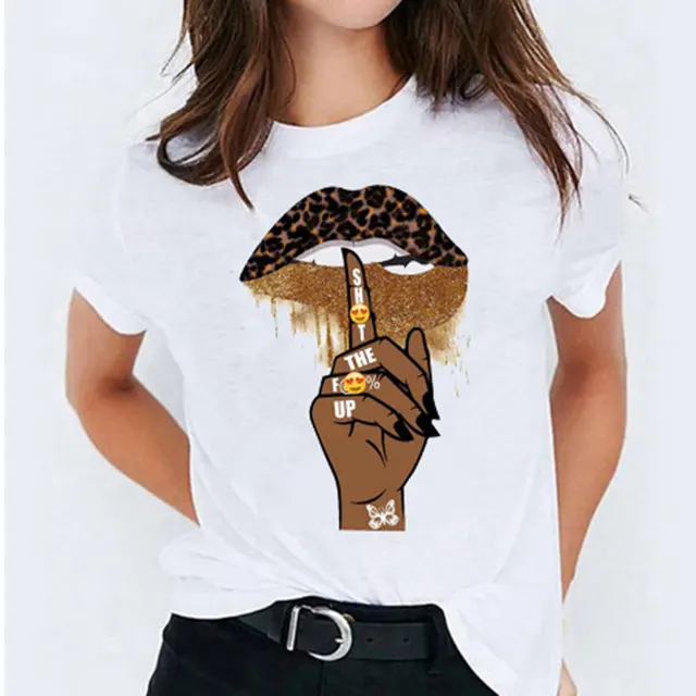 Lip Plus Size Casual Fashion Trends Loose Short Sleeve Women Color 4970 - Shop at LoveMi