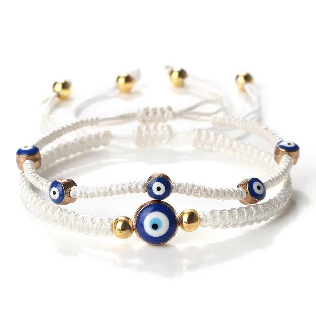 Woven Colorful Carrying Strap Handmade Couple Twin White Gold Copper Bead - Shop at LoveMi