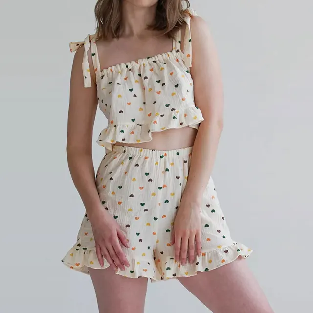 Pure Cotton Heart Printing Ladies' Homewear Sling Printing - Shop at LoveMi