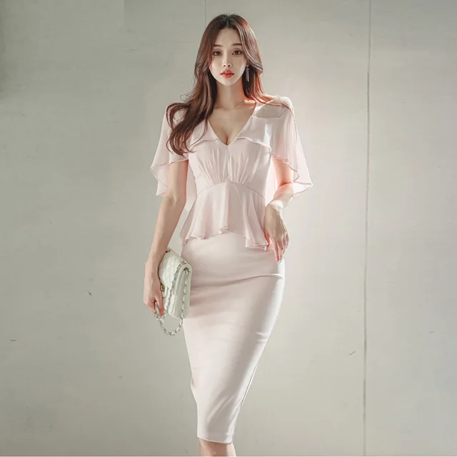 Women's Fashion Ruffles Two piece Hip Skirt Pink - Shop at LoveMi