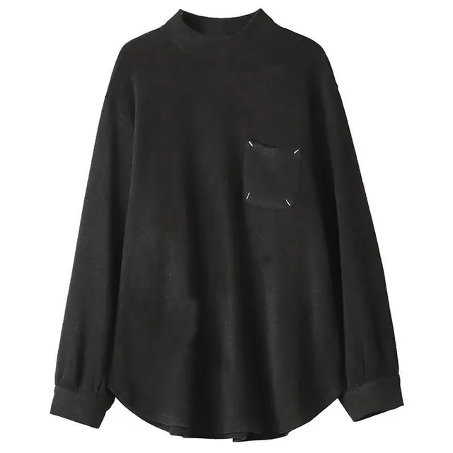 Thread Dralon Thickened Thermal Bottoming Shirt Loose Slimming T shirt Black - Shop at LoveMi