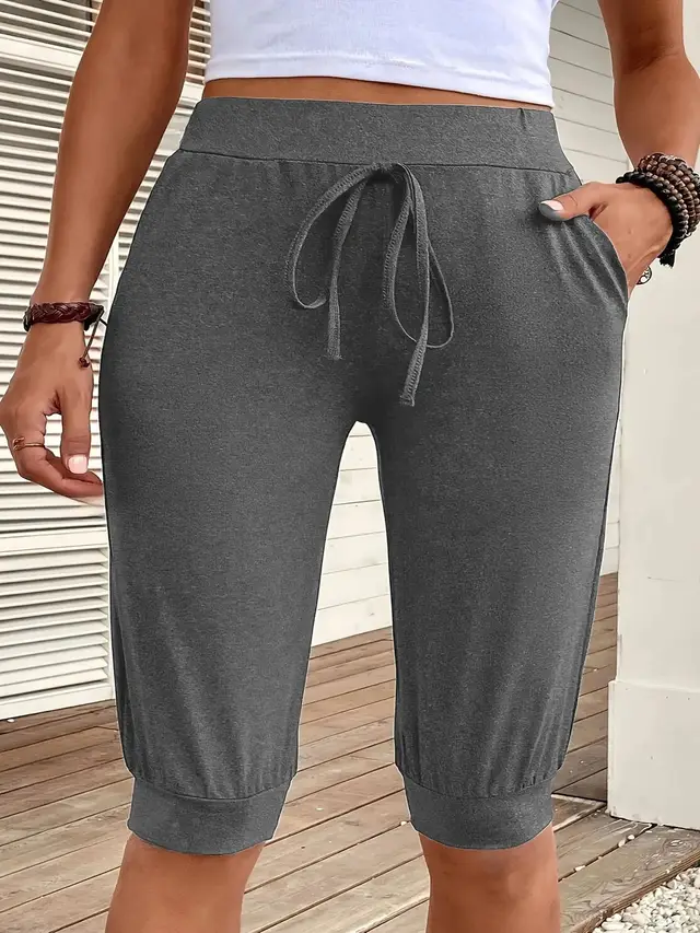 Women's Yoga Straight Sports Pocket Cropped Pants Gray - Shop at LoveMi