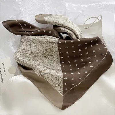 Female Creative Retro Versatile Printed Scarf Coffee Khaki Paisley - Shop at LoveMi