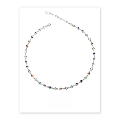 Brass Plated 18K Real Goldwhite Gold Color Ins Fashion Special interest Summer Candy Color Glass Heart Bracelet Necklace Small White Gold Necklace - Shop at LoveMi