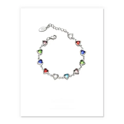 Brass Plated 18K Real Goldwhite Gold Color Ins Fashion Special interest Summer Candy Color Glass Heart Bracelet Necklace White Gold Bracelet - Shop at LoveMi
