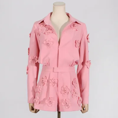 Fashionable Elegant Three dimensional Flower Design Waist Slimming Jumpsuit Pink - Shop at LoveMi