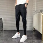 Men's Loose Drawstring Elastic Waist Jeans - Black 01 Ordinary Style
