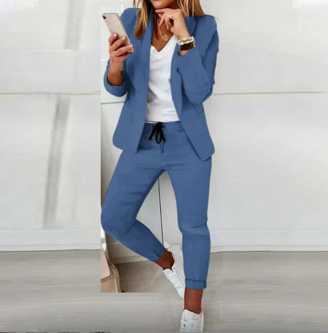 Leisure Fashion Tailored Suit Women's Suit Denim Blue - Shop at LoveMi