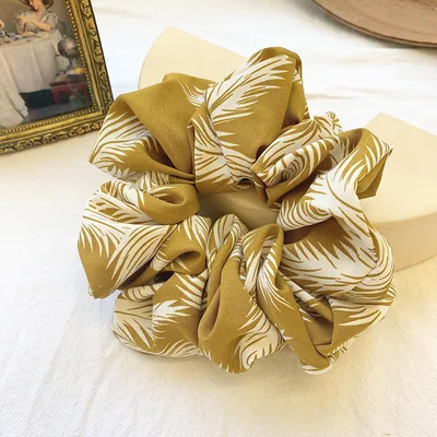 Women's Retro Minority Floral Hair Rope Leaves Yellow - Shop at LoveMi