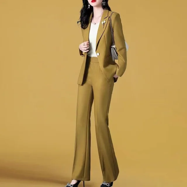 Business Suit Fashion Temperament Reduction Two piece Set Khaki Suit - Shop at LoveMi