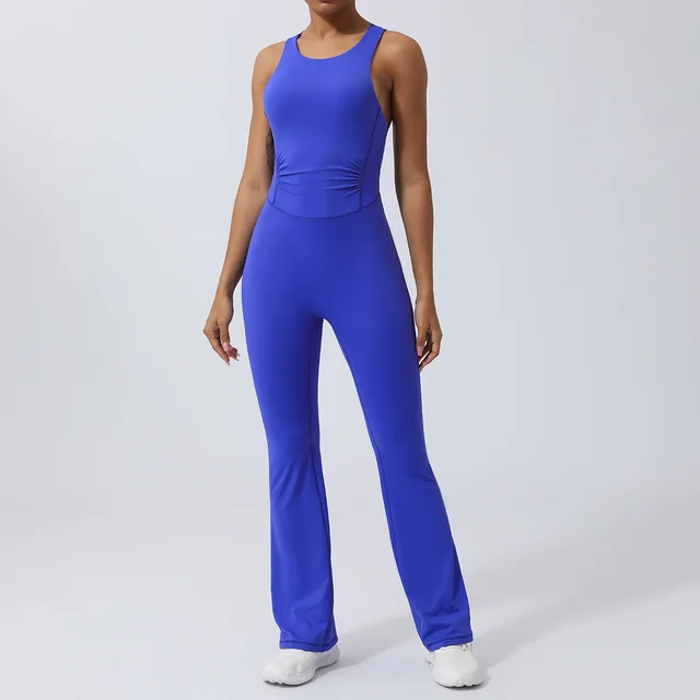 Skinny Yoga Clothes Sports Workout Clothes Hip lift And Belly Shaping Micro pull Dance Yoga Jumpsuit Klein Blue - Shop at LoveMi