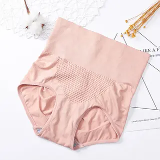 Japanese Honeycomb Briefs Seamless High Waist Shaping Pants - Pink