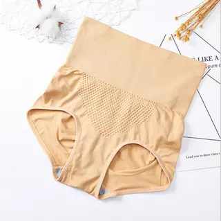 Japanese Honeycomb Briefs Seamless High Waist Shaping Pants - Skin Color - View 1