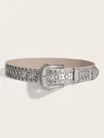 Punk Rhinestone Rivet Y2g Fashion Belt - Silver